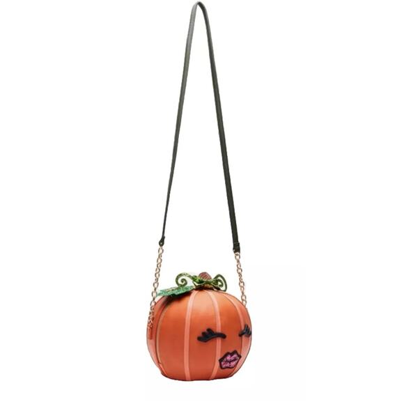 Betsey Johnson Oh My Gourd Orange You're So Gourdgeous Pumpkin Crossbody Bag - Picture 1 of 12